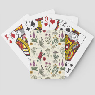 Medicinale kruidentuin herbarium op wit pokerkaarten