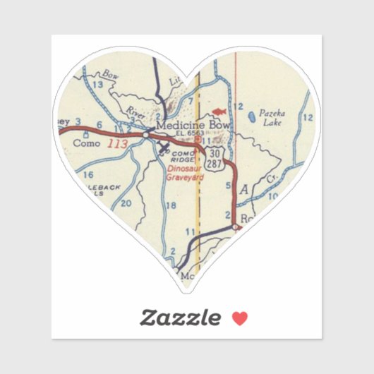 Medicine Bow Wyoming  kaart Sticker (Vel)