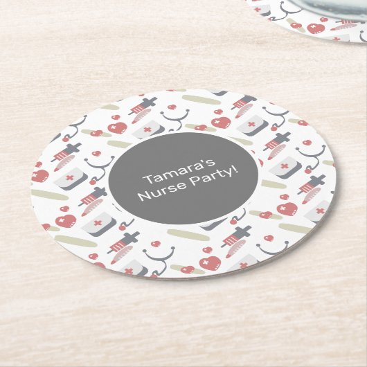 Medicine Graduation Party Nurse Practioner Pattern Ronde Kartonnen Onderzetter (Gebogen)