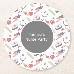 Medicine Graduation Party Nurse Practioner Pattern Ronde Kartonnen Onderzetter
