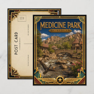Medicine Park Oklahoma Vintage Art Deco Gouden Tij Briefkaart
