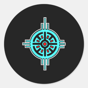 Medicine Wheel-Black Ronde Sticker