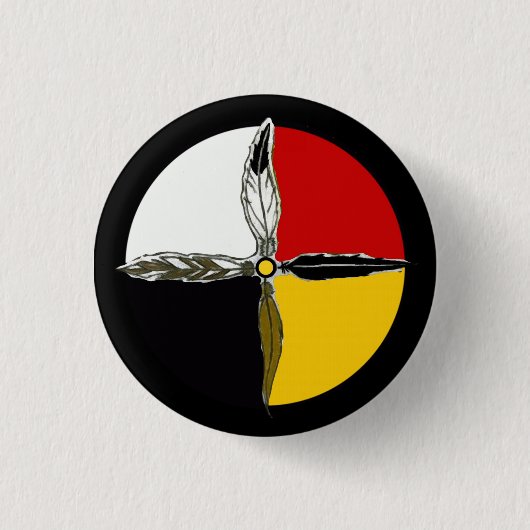 Medicine Wheel Cross Native Amerikaanse Button Pin (Voorkant)