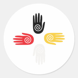 Medicine Wheel Hands Ronde Sticker