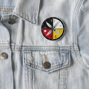 Medicine Wheel Mandala Rond Inheems Ronde Button 5,7 Cm