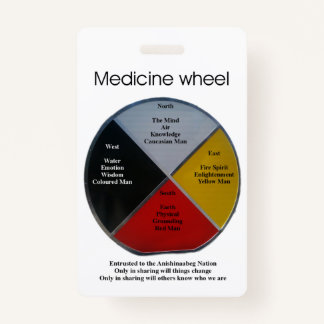 Medicine Wheel Words Vertical Badge