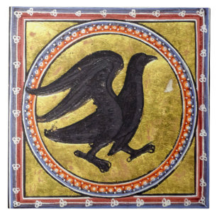 Medieval Aberdeen Bestiary Woodpecker Ceramic Tege Tegeltje