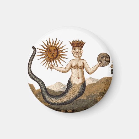 Medieval Alchemy Symbol - Merman met Sun en Moon Magneet (Voorkant)
