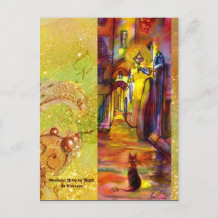 MEDIEVAL ALLEEN BIJ NACHT IN FLORENCE BRIEFKAART