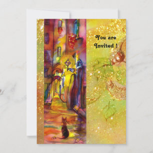 MEDIEVAL ALLEEN BIJ NACHT IN FLORENCE, rood geel Kaart