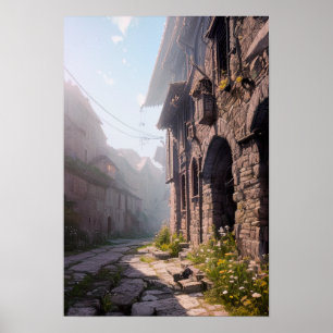 Medieval Alley, die de historische straten onderzo Poster