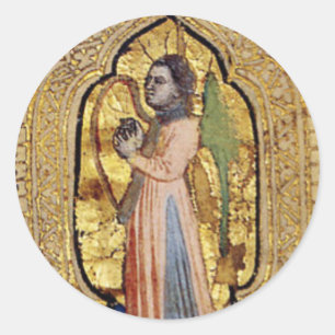 Medieval Angel met Harp Gold Italiaanse renaissanc Ronde Sticker