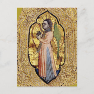 Medieval Angel met Harp Gold Renaissance Fine Art Briefkaart