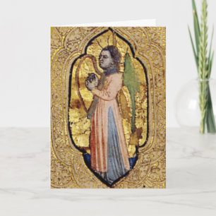 Medieval Angel met Harp Gold Renaissance Fine Art Kaart