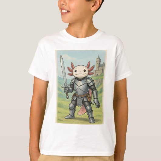 Medieval Axolotl Knight T-shirt (Voorkant)
