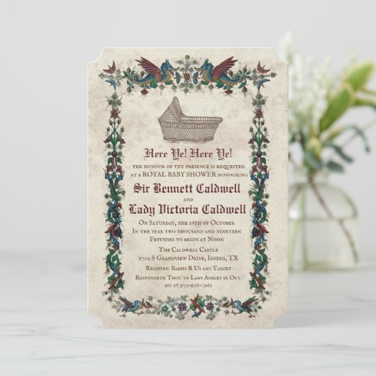 Medieval Baby shower Uitnodiging (Staand voorkant)