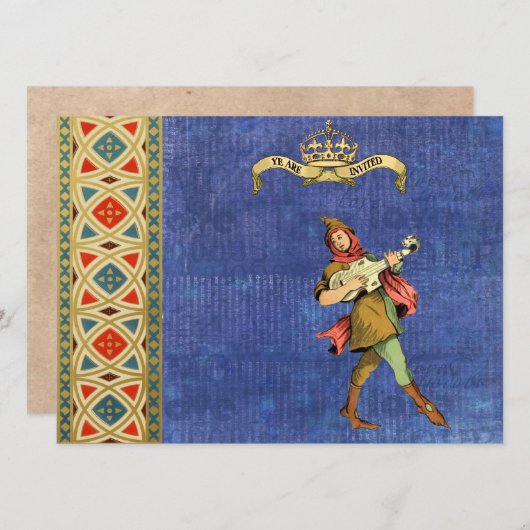 Medieval Bard Wedding Invites Kaart (Voorkant / Achterkant)
