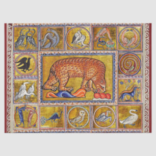 MEDIEVAL BESTIAIR,BEER,BOSBOUWDIEREN TISSUEPAPIER