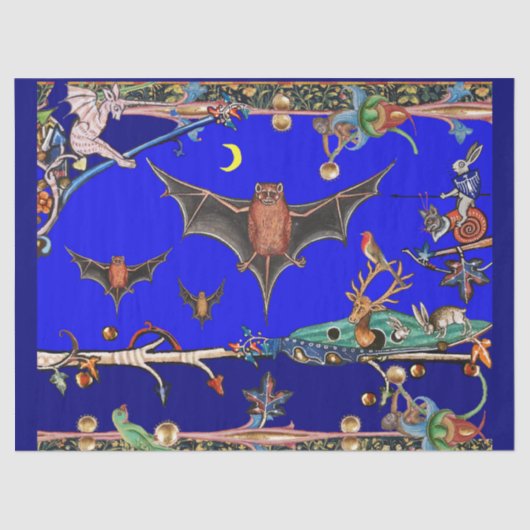 MEDIEVAL BESTIAIR, FLYBATS BOEST DIEREN Blauw Tissuepapier (Voorkant)