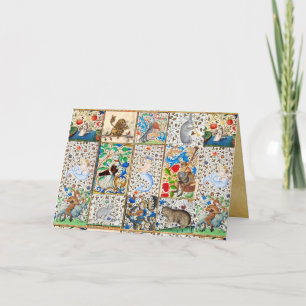 MEDIEVAL BESTIAIR MAKEN VAN MUZIEK Violinistisch l Feestdagen Kaart