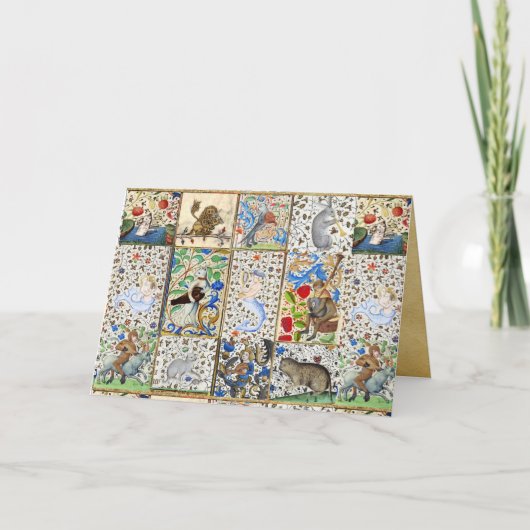 MEDIEVAL BESTIAIR MAKEN VAN MUZIEK Violinistisch l Feestdagen Kaart (Voorkant)