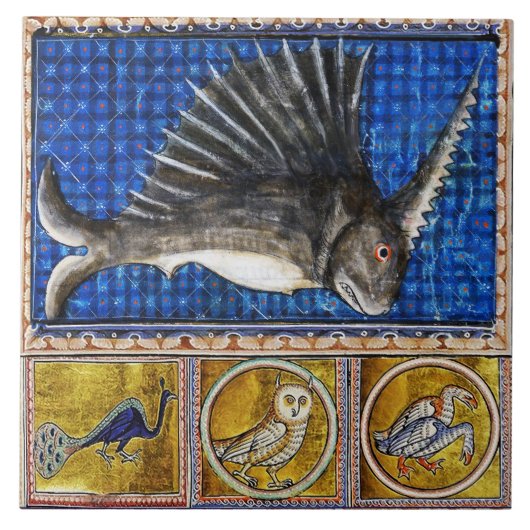 MEDIEVAL BESTIAIR, UNICORN FISH, FANTASTISCHE DIER TEGELTJE (Voorkant)