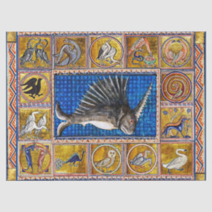 MEDIEVAL BESTIAIR, UNICORN FISH, FANTASTISCHE DIER TISSUEPAPIER