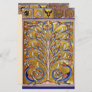 MEDIEVAL BESTIAIR, VOGELS OP DE LEVENSDUUR,DRAGONS BRIEFPAPIER