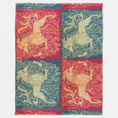 MEDIEVAL BESTIAIRE LEVENS, zoals beest in rood bla Fleece Deken (Voorkant)