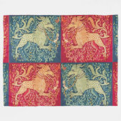MEDIEVAL BESTIAIRE LEVENS, zoals beest in rood bla Fleece Deken (Voorkant (Horizontaal))