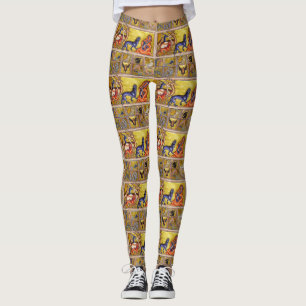 MEDIEVAL BESTIARY, DEERS, GOAT, CAMEL PANTHER, DRA LEGGINGS