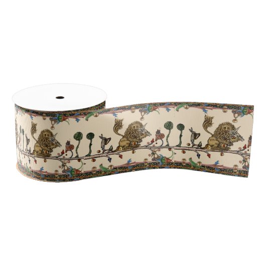 MEDIEVAL BESTIARY MAKING MUSIC,Violinist Lion,Hare Grosgrain Lint (Spoel)