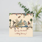 MEDIEVAL BESTIARY MUSIC Rabbit and Dog Baby shower Kaart (Staand voorkant)