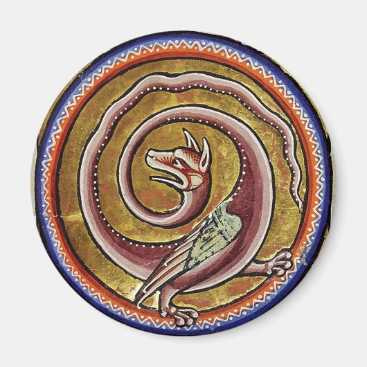 MEDIEVAL BESTIARY, SNAKE DRAGON CIRCLS MAGNEET (Voorkant)