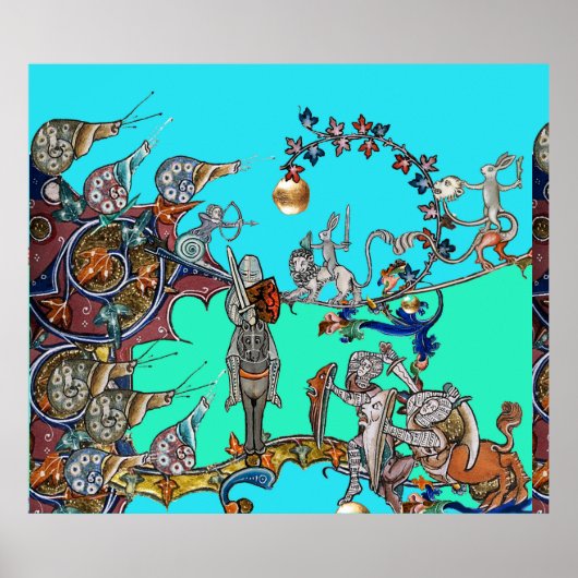 MEDIEVAL BESTIARY WAR, KNIGHTS, GIANT SNAILS Blue Poster (Voorkant)