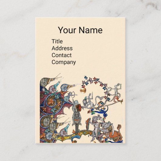 MEDIEVAL BESTIARY WAR, KNIGHTS, GIANT SNAILS Cream Visitekaartje (Voorkant)