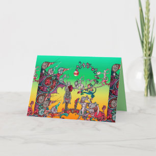 MEDIEVAL BESTIARY WAR, KNIGHTS, GIANT SNAILS Green Feestdagen Kaart