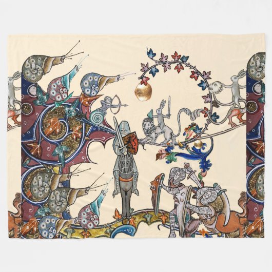 MEDIEVAL BESTIARY WAR, KNIGHTS, GIANT SNAILS Green Fleece Deken (Voorkant (Horizontaal))