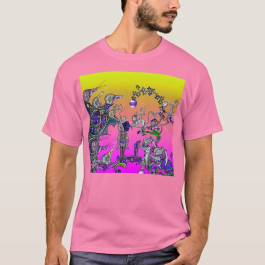 MEDIEVAL BESTIARY WAR, KNIGHTS, GIANT SNAILS Pink T-shirt (Voorkant)