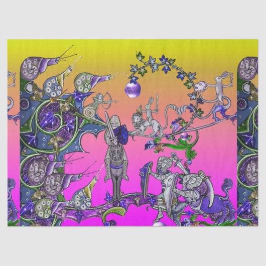 MEDIEVAL BESTIARY WAR, KNIGHTS, GIANT SNAILS Pink Tissuepapier (Voorkant)