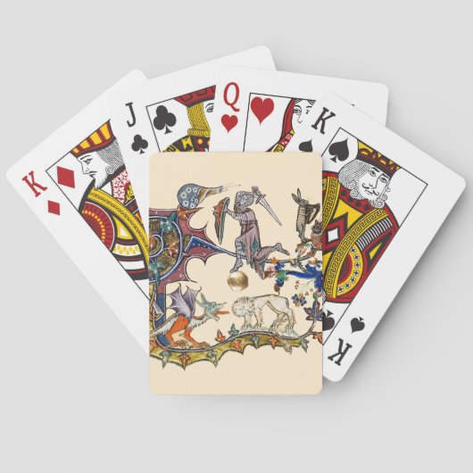 MEDIEVAL BESTIARY WAR Snail vs Knight ,Dragon.Lion Pokerkaarten (Achterkant)