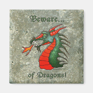 Medieval Beware Dragons Magneet