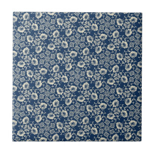 Medieval Blauw Floral Design Tegeltje