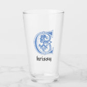 Medieval bodemkundig decoratief kapitaal C Glas (Voorkant)