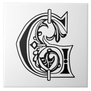 Medieval bodemkundig decoratief kapitaal G Tegeltje