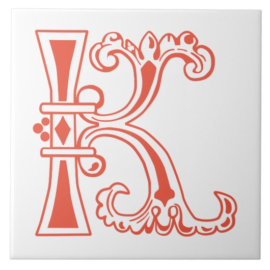 Medieval bodemkundig decoratief kapitaal K Tegeltje (Voorkant)