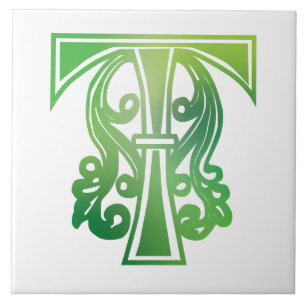 Medieval bodemkundig decoratief kapitaal T Tegeltje