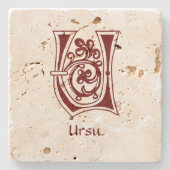 Medieval bodemkundig decoratief vermogen U Stenen Onderzetter (Voorkant)