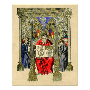 Medieval Boek Alchemy Foto Afdruk