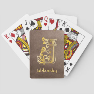 Medieval Botanisch Decoratief Kapitaal J Pokerkaarten